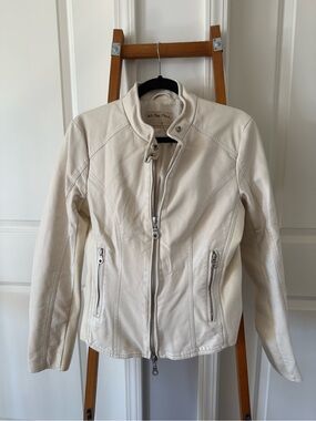 We The Free Cream faux Leather Moto Jacket